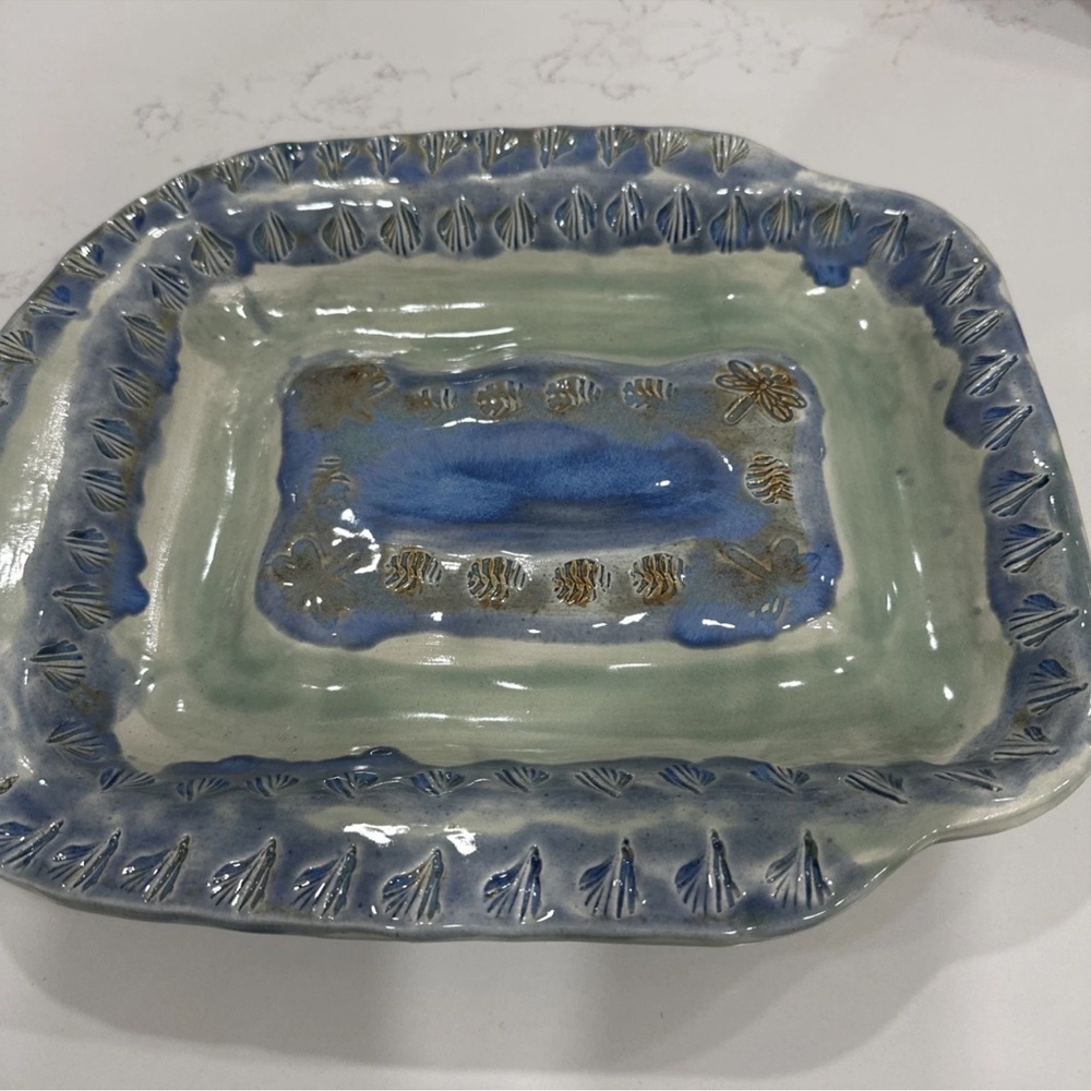 Aliveguy Pottery Plate Dragonfly 13.5”x11” Signed 2005